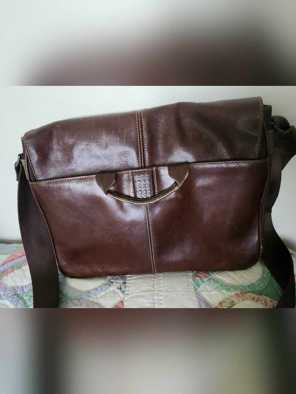 Boconi Brown Leather Messenger Bag - Picture 2 of 12